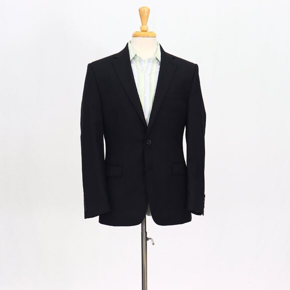Ralph Lauren 40R Black Blazer Sport Coat Jacket 2-Button Solid Y708